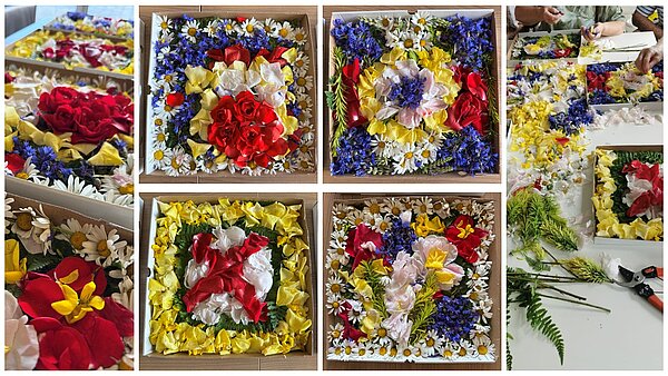 Collage aus Blumen-Bildern