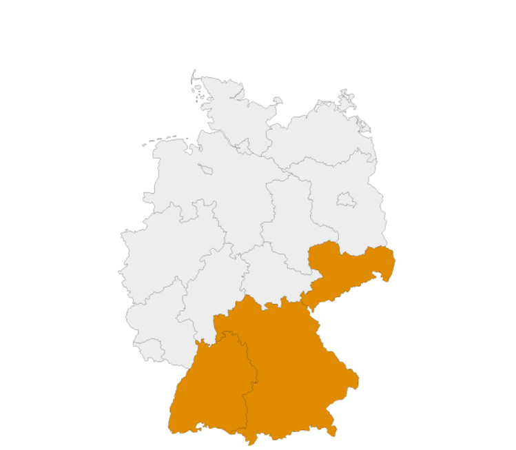 Regionenkarte der Standorte
