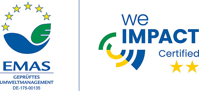 DfM Logo EMAS und We Impact